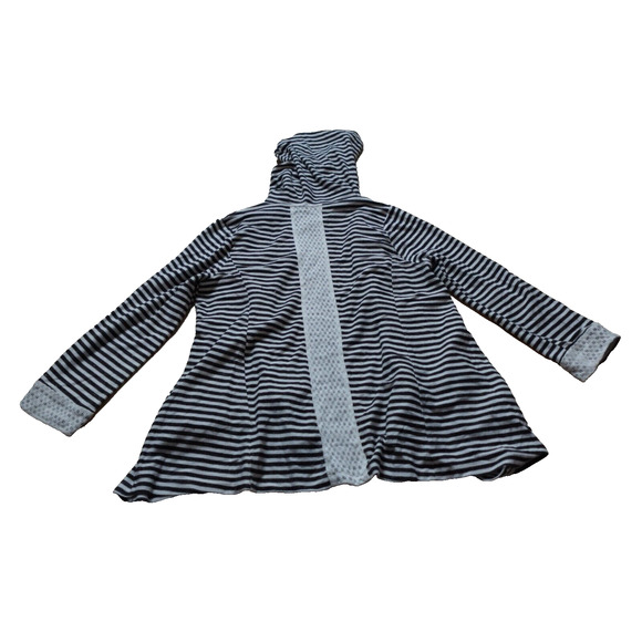 Skies Are Blue Women M Cardigan Hooded Cotton Striped Open Front Long Sleeve - Picture 2 of 12